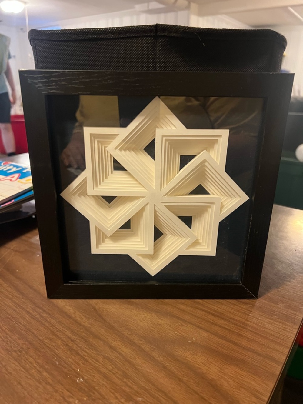 Framed White Geometric Layered Wall Art - Modern Home Accent
